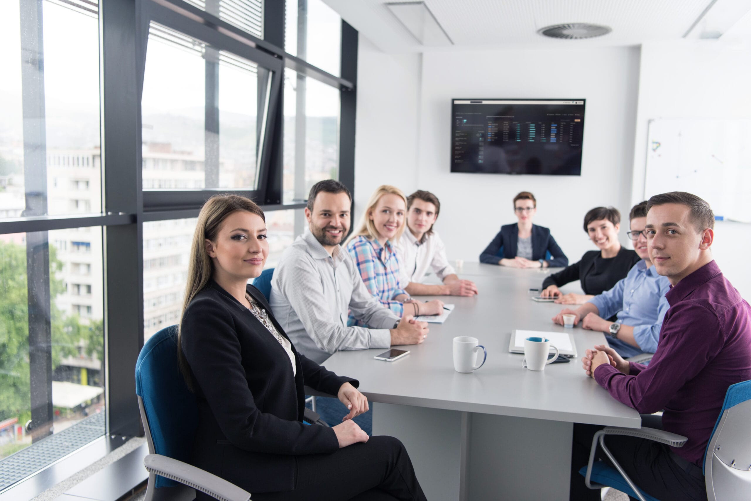 Group of young people meeting in startup office